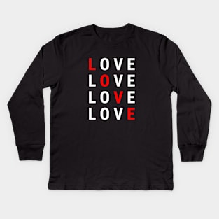 LOVE LOVE LOVE LOVE  White Kids Long Sleeve T-Shirt